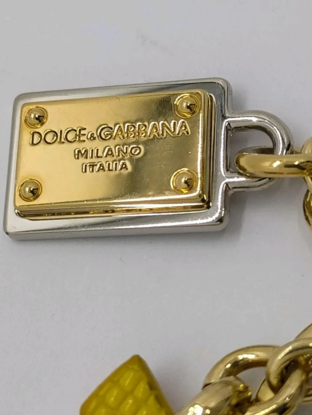 Dolce & Gabbana Yellow Multicolor Ferris Wheel Charm Key Holder